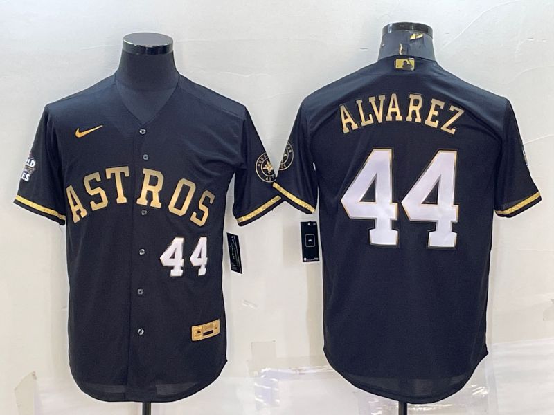 Men Houston Astros #44 Alvarez Black Gold Nike 2022 MLB Jerseys